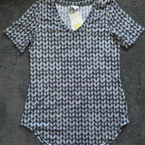 NWT Knitters T-Shirt - Stockinette Print Gray Iris Tee LuLaRoe Knitting XXS